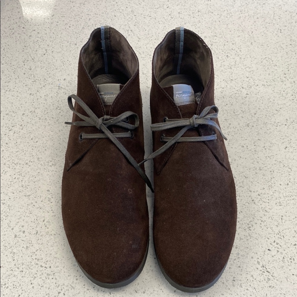 Salvatore Ferragamo Brown Chukka Boots Suede Leather